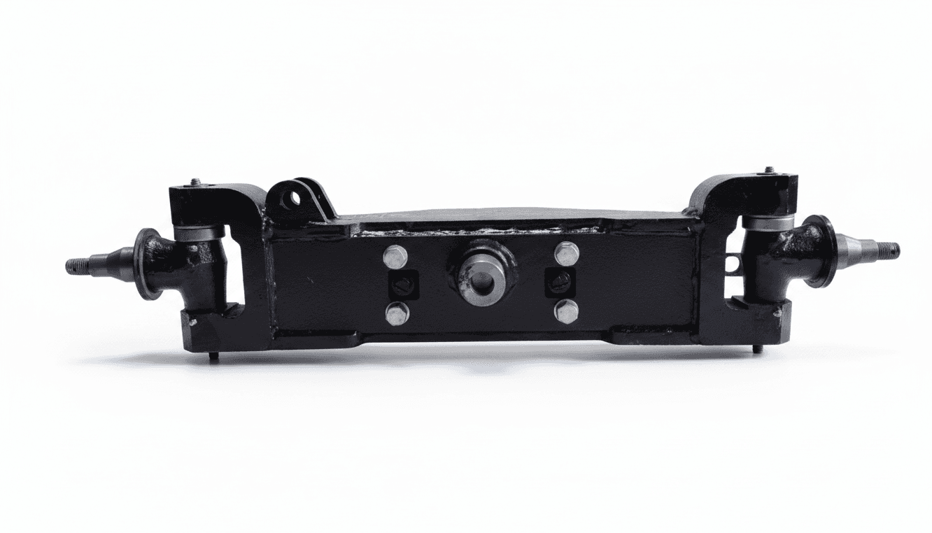 REMAN TOYOTA FORKLIFT 8FGCU15 COMPLETE STEER AXLE ASSEMBLY W/ CYLINDER (SPINDLE TO SPINDLE) - TY43110-U1250-71