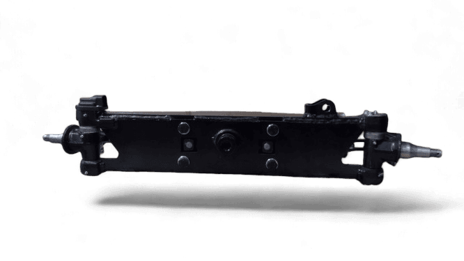 REMAN TOYOTA FORKLIFT 8FGU25 COMPLETE STEER AXLE ASSEMBLY W/ CYLINDER (SPINDLE TO SPINDLE) (STEER SYNC)- TY43160U223071
