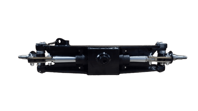 REMAN TOYOTA FORKLIFT 8FGU30 COMPLETE STEER AXLE ASSEMBLY W/ CYLINDER (SPINDLE TO SPINDLE) - TY43120-U2232-71